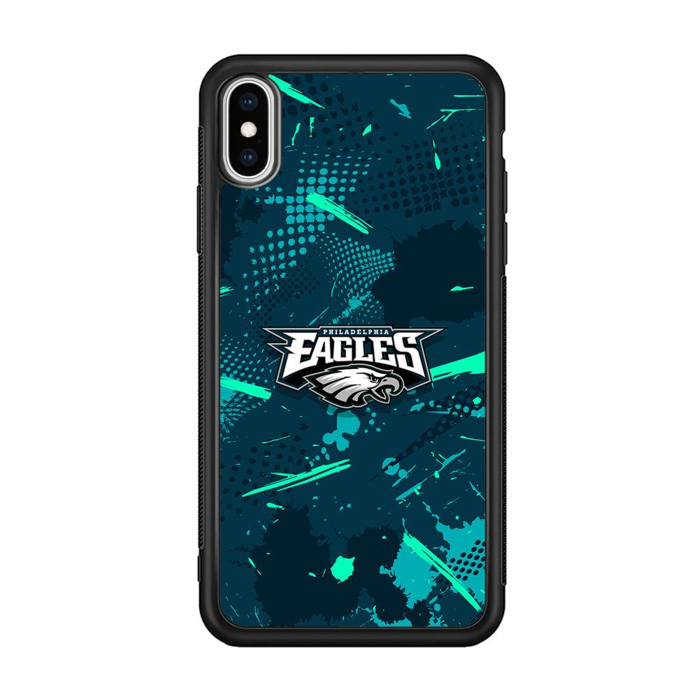 Philadelphia Eagles Abstract Bold Green iPhone XS Case-Rubber Black (2D Case)-Oxvistore