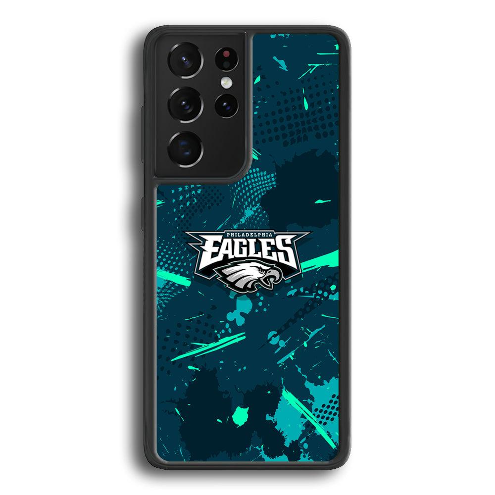 Philadelphia Eagles Abstract Bold Green Samsung Galaxy S22 Ultra Case-Rubber Black (2D Case)-Oxvistore