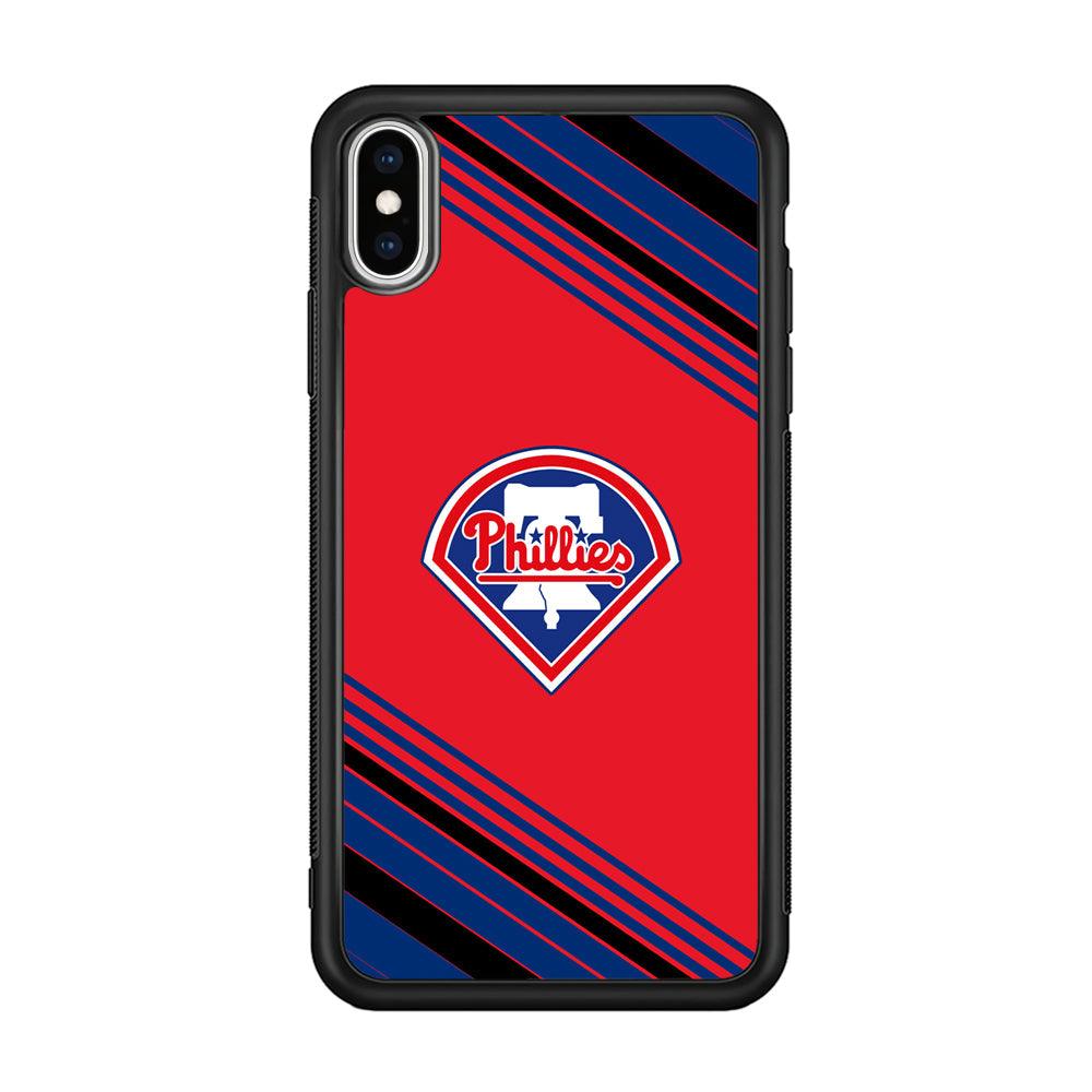 Philadelphia Phillies Increase The Beat iPhone XS Case-Rubber Black (2D Case)-Oxvistore