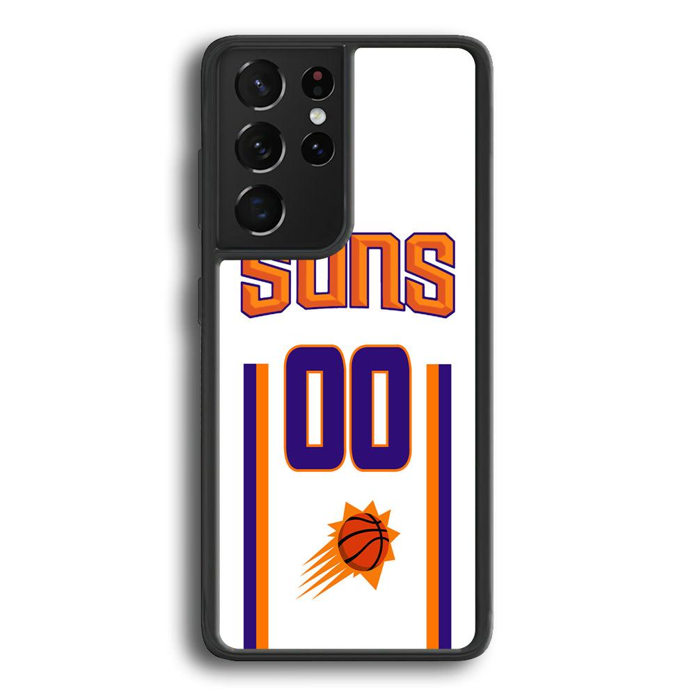 Phoenix Suns White Zero Jersey Samsung Galaxy S21 Ultra Case-Rubber Black (2D Case)-Oxvistore