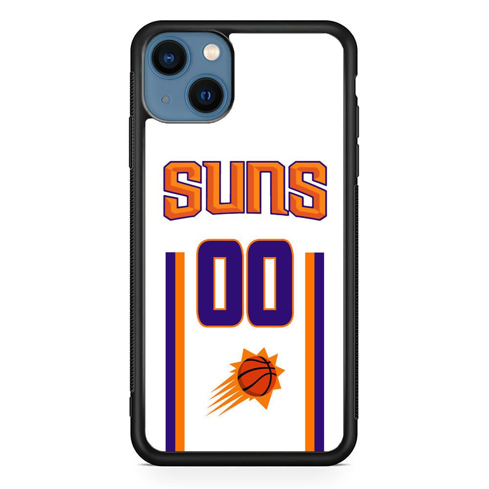 Phoenix Suns White Zero Jersey iPhone 15 Case-Rubber Black (2D Case)-Oxvistore