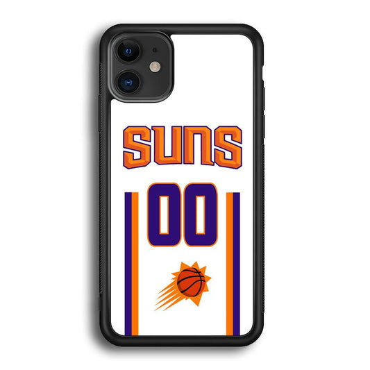 Phoenix Suns White Zero Jersey iPhone 11 Case-Rubber Black (2D Case)-Oxvistore