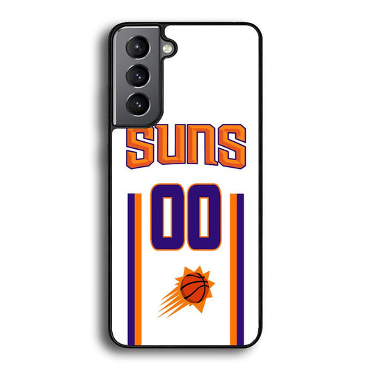 Phoenix Suns White Zero Jersey Samsung Galaxy S24 Case-Rubber Black (2D Case)-Oxvistore