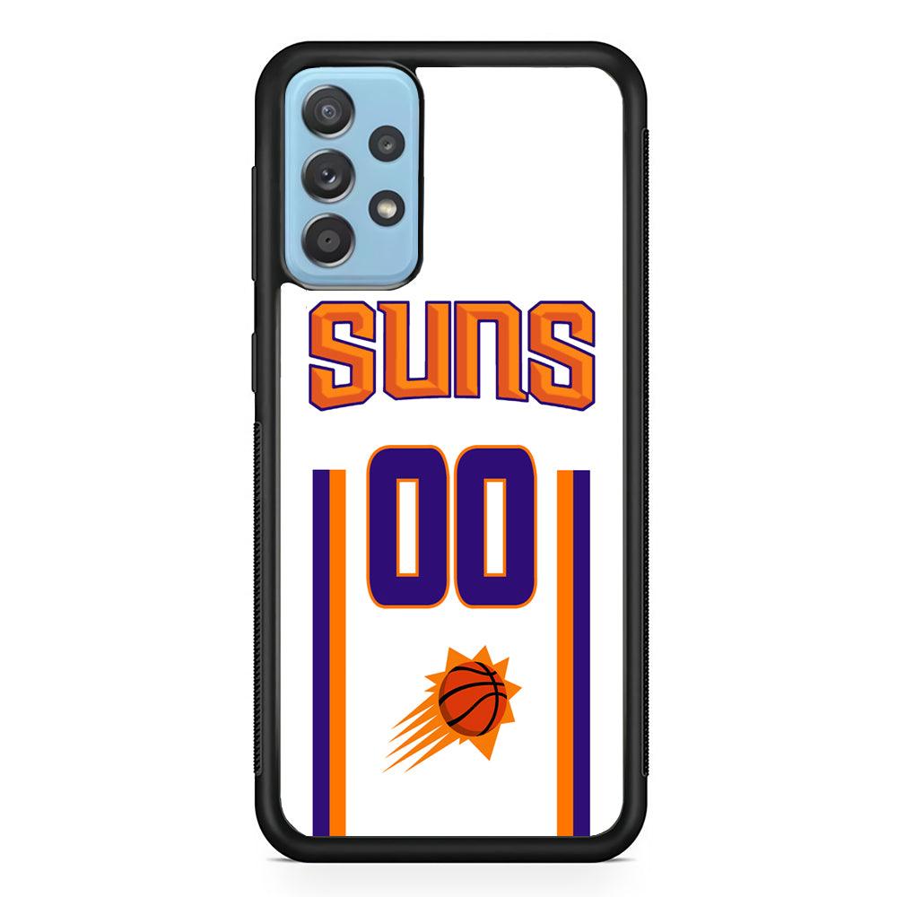 Phoenix Suns White Zero Jersey Samsung Galaxy A72 Case-Rubber Black (2D Case)-Oxvistore