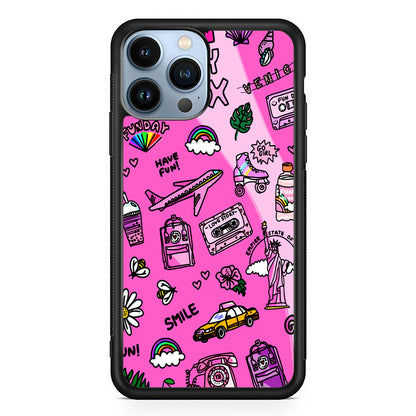 Pink Cute Girly Pattern 2D Rubber Phone Case