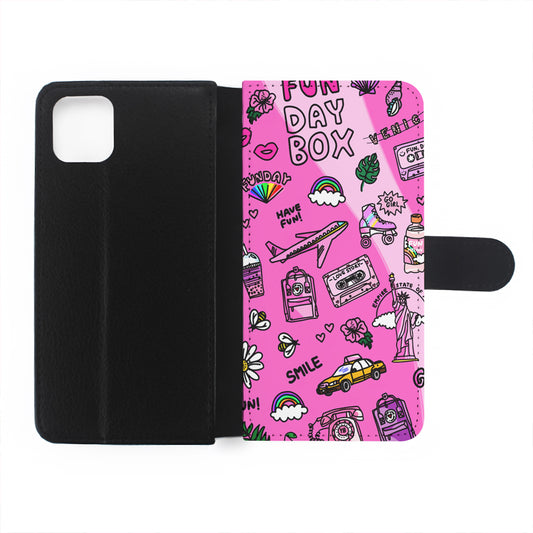 Pink Cute Girly Pattern Flip Wallet Phone Case