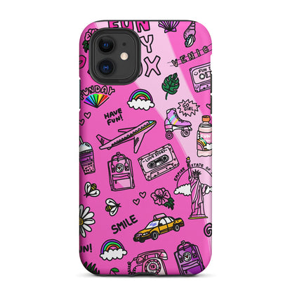 Pink Cute Girly Pattern 2 in 1 Tough Phone Case