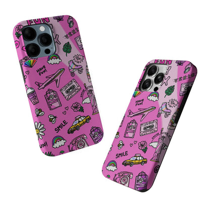 Pink Cute Girly Pattern 2 in 1 Tough Phone Case