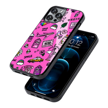 Pink Cute Girly Pattern 2D Rubber Phone Case