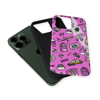 Pink Cute Girly Pattern 2 in 1 Tough Phone Case