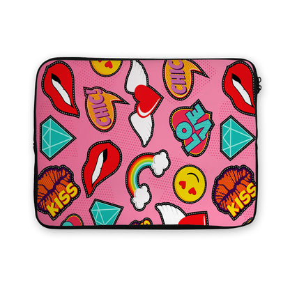 Pink Girly Pop Art Laptop Sleeve Protective Cover