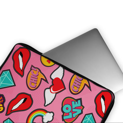 Pink Girly Pop Art Laptop Sleeve Protective Cover