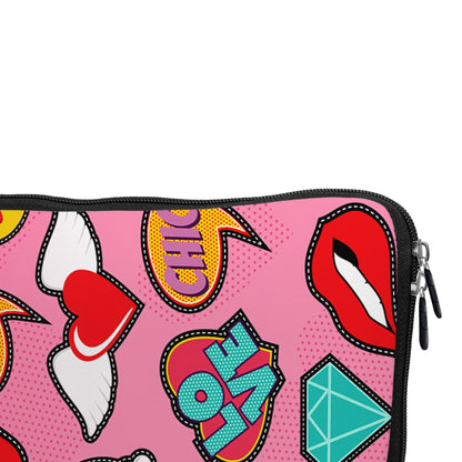 Pink Girly Pop Art Laptop Sleeve Protective Cover