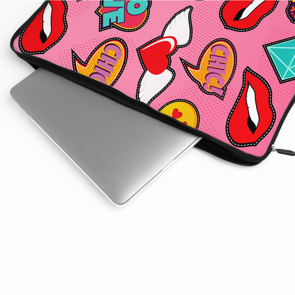 Pink Girly Pop Art Laptop Sleeve Protective Cover