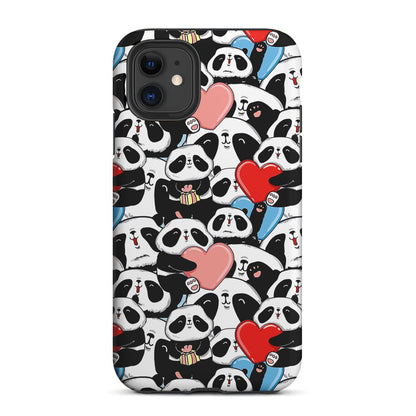 Pink Heart Panda 2 in 1 Tough Phone Case