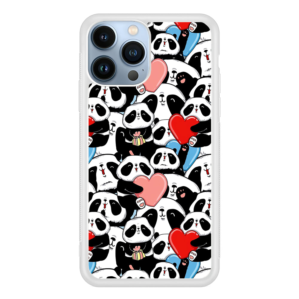 Pink Heart Panda 2D Rubber Phone Case