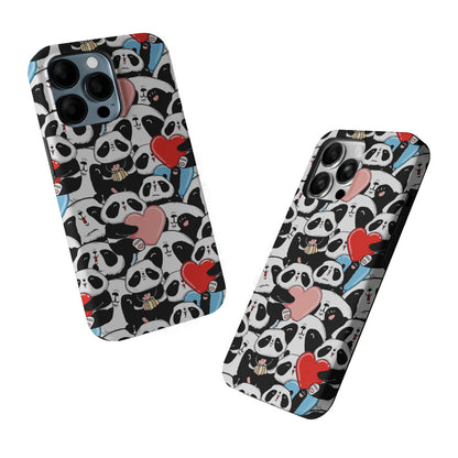 Pink Heart Panda 2 in 1 Tough Phone Case