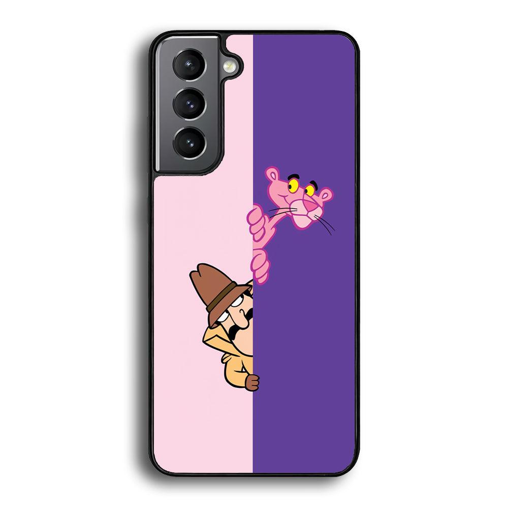 Pink Panther Hide and Seek with Detective Samsung Galaxy S24 Case-Rubber Black (2D Case)-Oxvistore