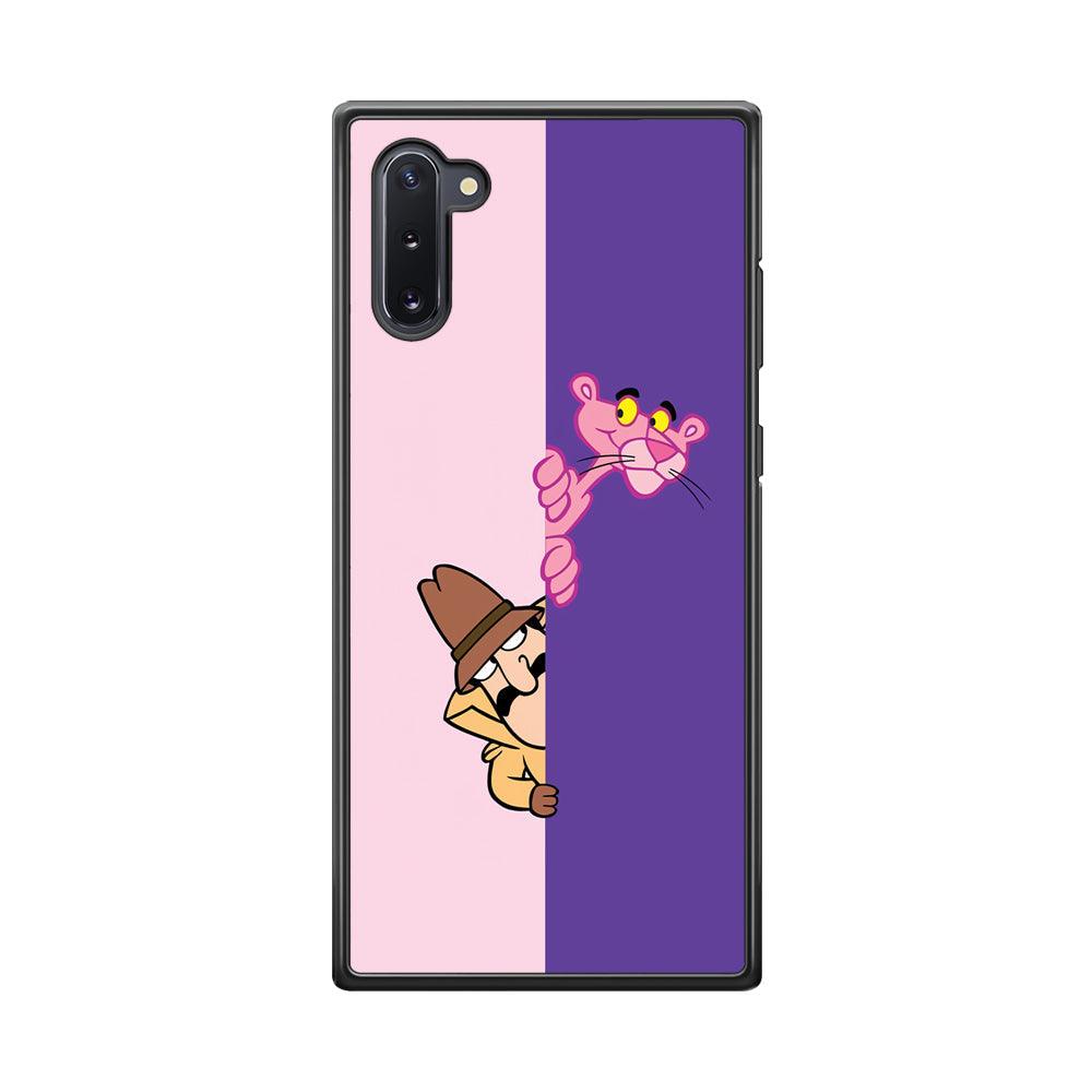 Pink Panther Hide and Seek with Detective Samsung Galaxy Note 10 Case-Rubber Black (2D Case)-Oxvistore