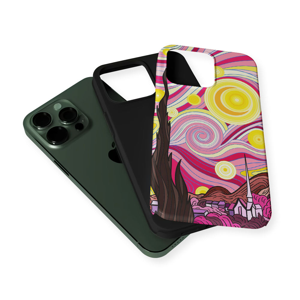 Pink Starry Night Van Gogh 2 in 1 Tough Phone Case