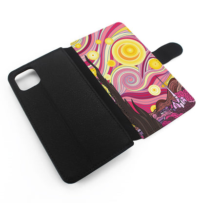 Pink Starry Night Van Gogh Flip Wallet Phone Case