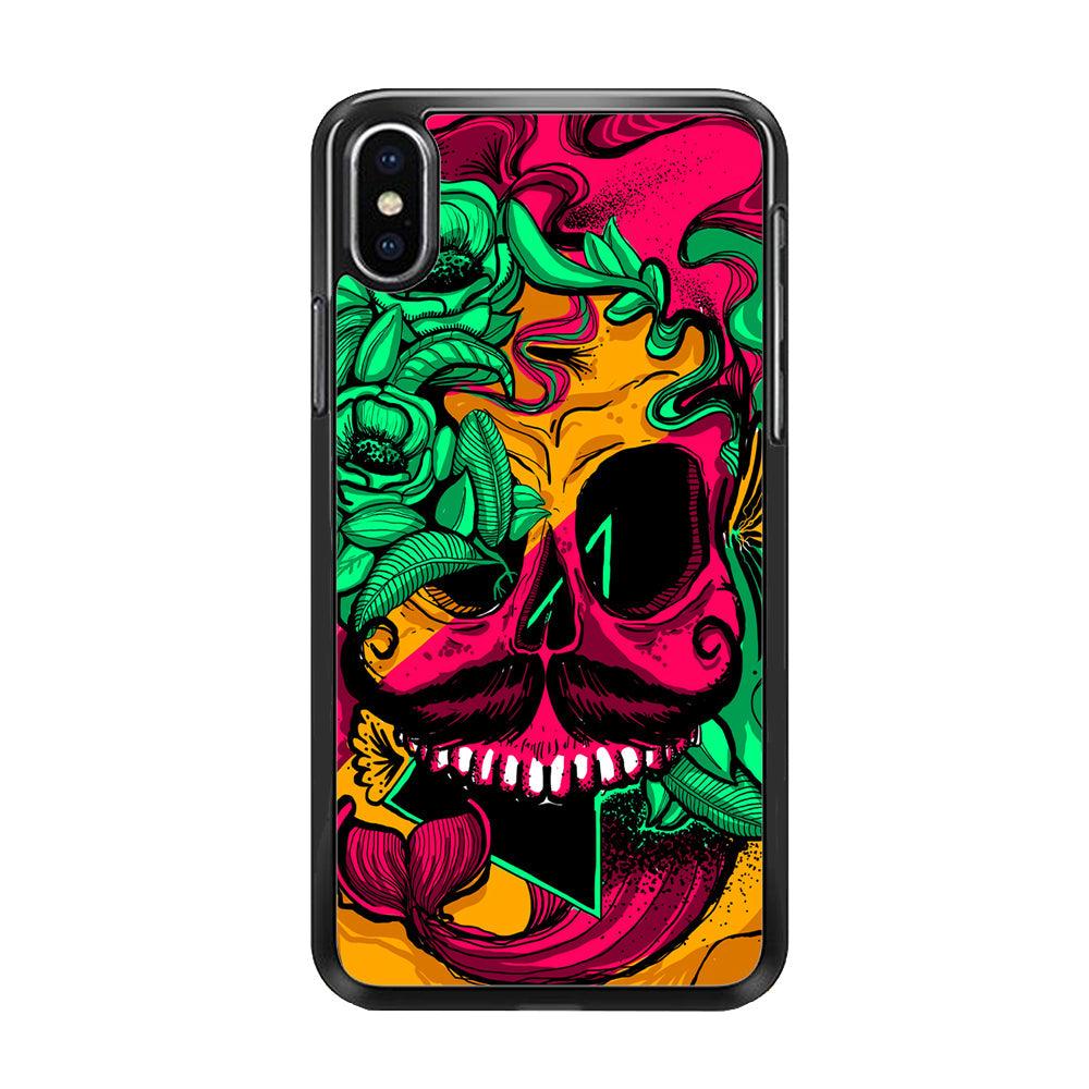 Pirates Skull Artistic Art iPhone XS MAX Case-Rubber Black (2D Case)-Oxvistore