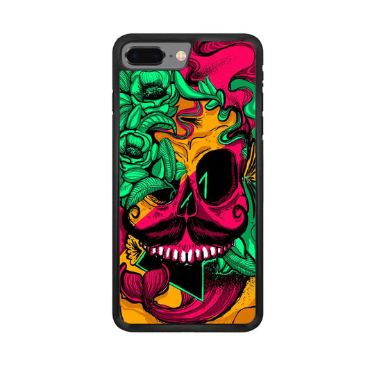 Pirates Skull Artistic Art iPhone 8 Plus Case-Rubber White (2D Case)-Oxvistore