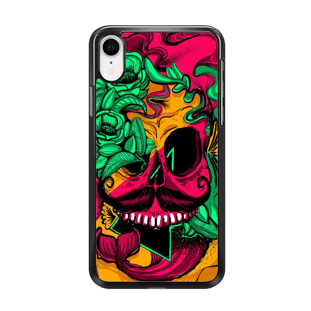 Pirates Skull Artistic Art iPhone XR Case-Rubber Black (2D Case)-Oxvistore