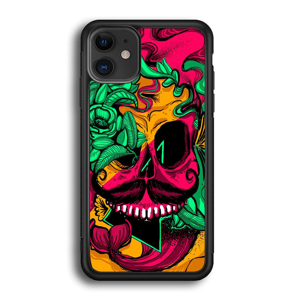 Pirates Skull Artistic Art iPhone 11 Case-Rubber Black (2D Case)-Oxvistore