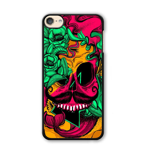 Pirates Skull Artistic Art iPod Touch 6 Case-Plastic White (2D Case)-Oxvistore