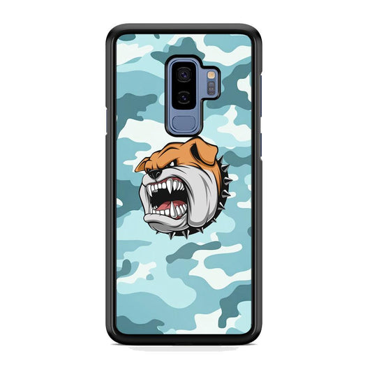 Pitbull Dog in Light Blue Camo Samsung Galaxy S9 Plus Case-Rubber Black (2D Case)-Oxvistore