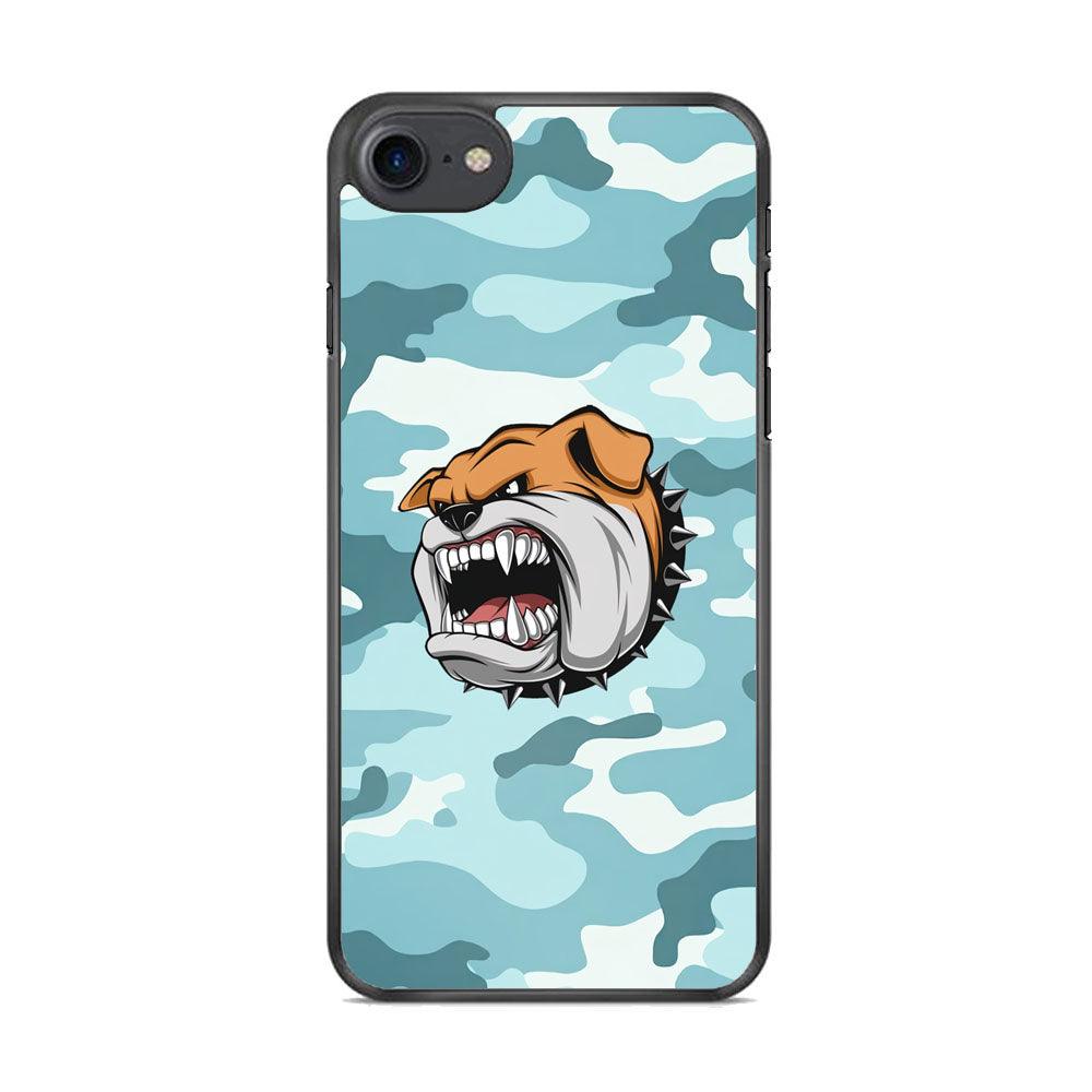 Pitbull Dog in Light Blue Camo iPhone 8 Plus Case-Rubber White (2D Case)-Oxvistore