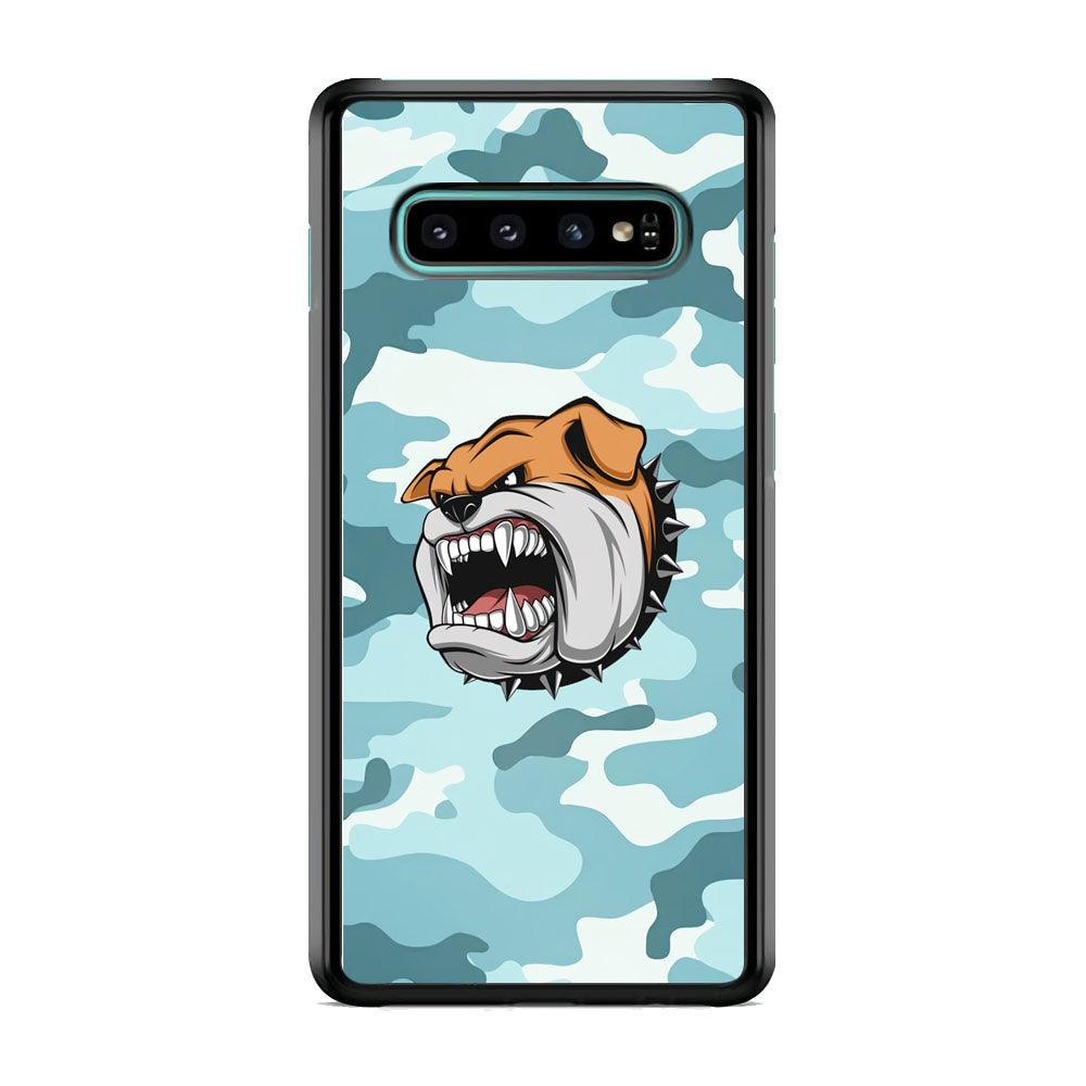 Pitbull Dog in Light Blue Camo Samsung Galaxy S10 Case-Rubber Black (2D Case)-Oxvistore