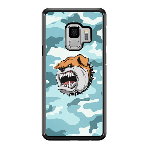 Pitbull Dog in Light Blue Camo Samsung Galaxy S9 Case-Rubber White (2D Case)-Oxvistore