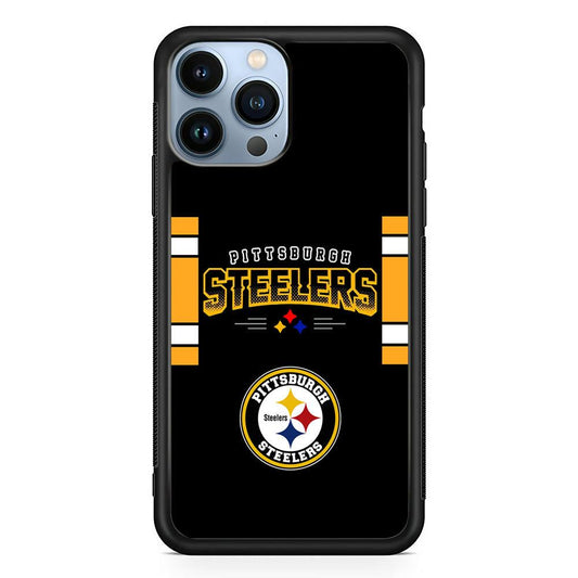 Pittsburgh Steelers Jersey on Black iPhone 15 Pro Case-Rubber Black (2D Case)-Oxvistore