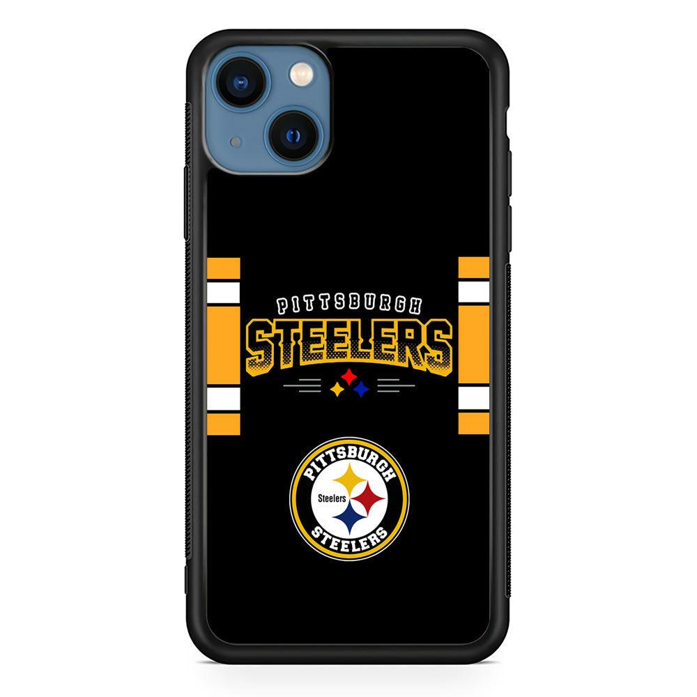 Pittsburgh Steelers Jersey on Black iPhone 14 Case-Rubber Black (2D Case)-Oxvistore