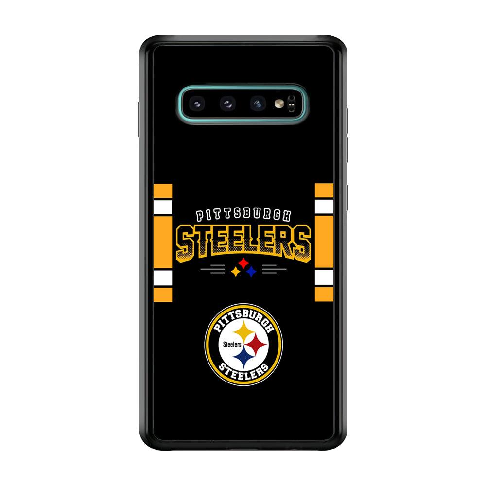 Pittsburgh Steelers Jersey on Black Samsung Galaxy S10 Case-Rubber Black (2D Case)-Oxvistore