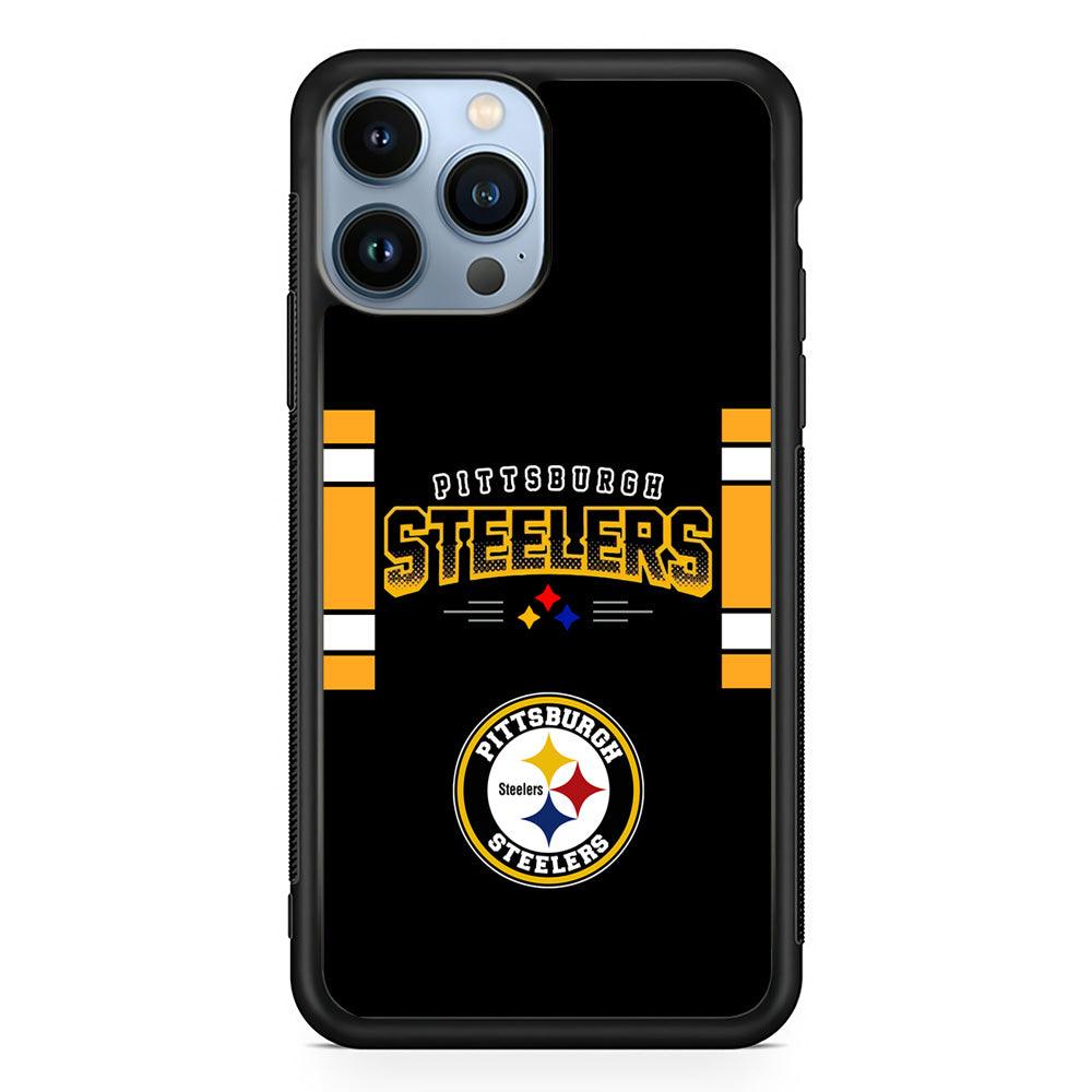 Pittsburgh Steelers Jersey on Black iPhone 14 Pro Case-Rubber Black (2D Case)-Oxvistore