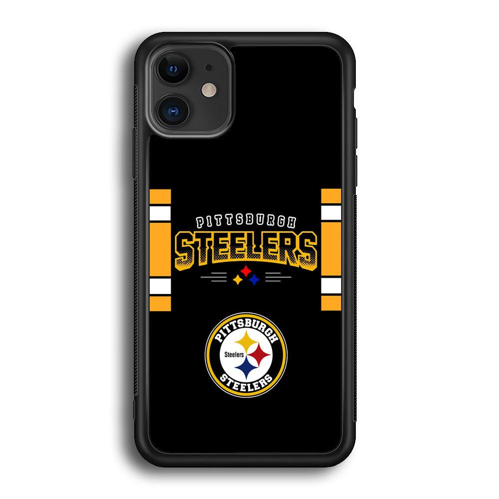 Pittsburgh Steelers Jersey on Black iPhone 11 Case-Rubber Black (2D Case)-Oxvistore