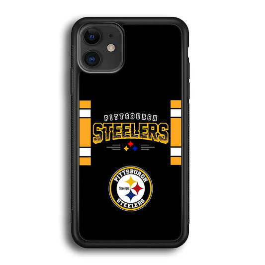 Pittsburgh Steelers Jersey on Black iPhone 11 Case-Rubber Black (2D Case)-Oxvistore