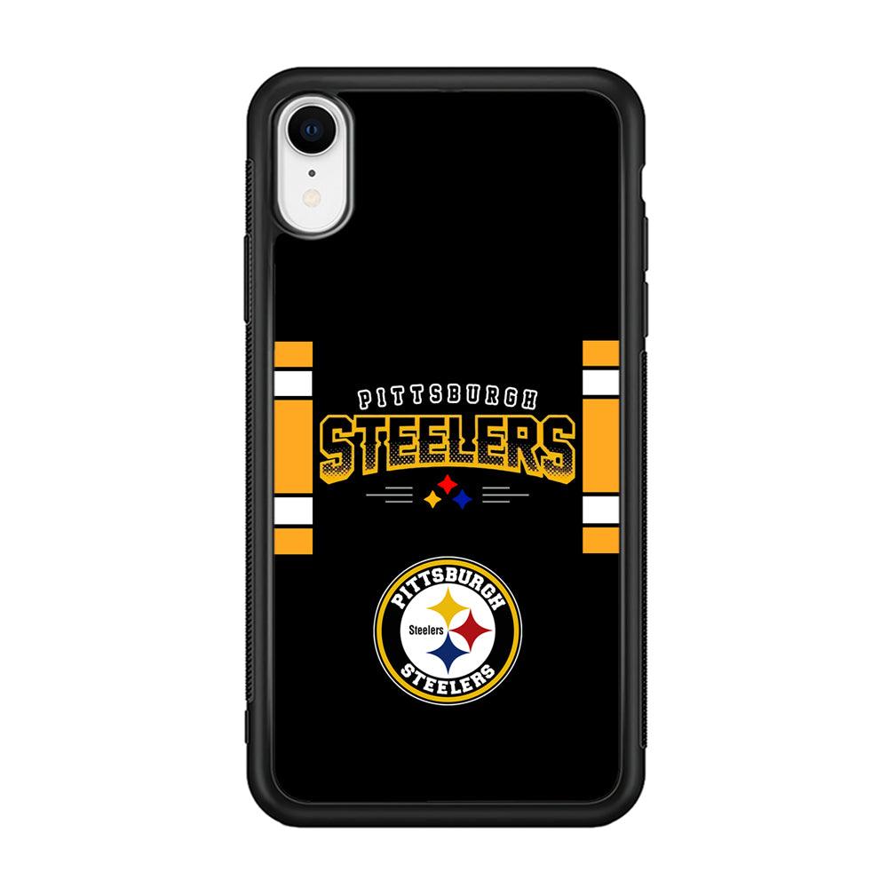 Pittsburgh Steelers Jersey on Black iPhone XR Case-Rubber Black (2D Case)-Oxvistore