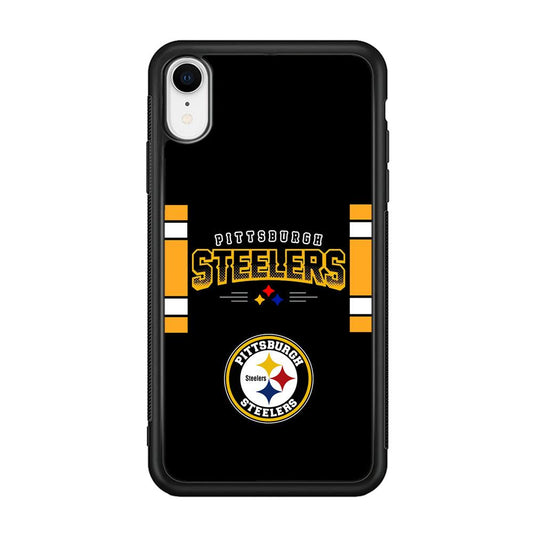 Pittsburgh Steelers Jersey on Black iPhone XR Case-Rubber Black (2D Case)-Oxvistore