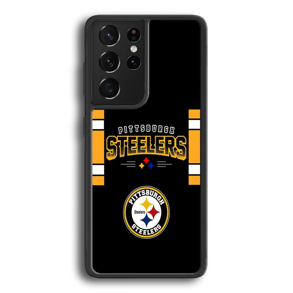 Pittsburgh Steelers Jersey on Black Samsung Galaxy S24 Ultra Case-Rubber Black (2D Case)-Oxvistore