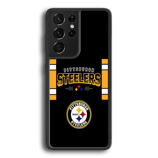 Pittsburgh Steelers Jersey on Black Samsung Galaxy S24 Ultra Case-Rubber Black (2D Case)-Oxvistore