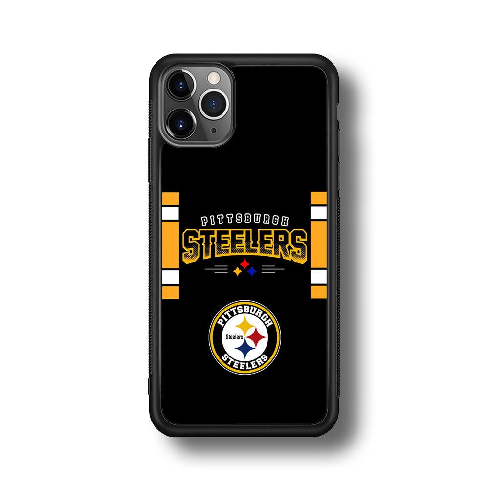 Pittsburgh Steelers Jersey on Black iPhone 11 Pro Max Case-Rubber Black (2D Case)-Oxvistore