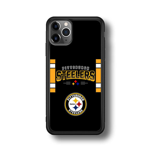 Pittsburgh Steelers Jersey on Black iPhone 11 Pro Max Case-Rubber Black (2D Case)-Oxvistore