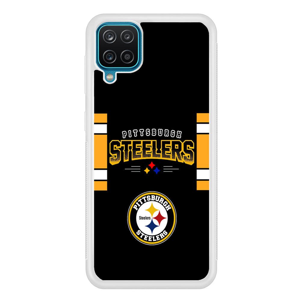 Pittsburgh Steelers Jersey on Black Samsung Galaxy A12 Case-Oxvistore