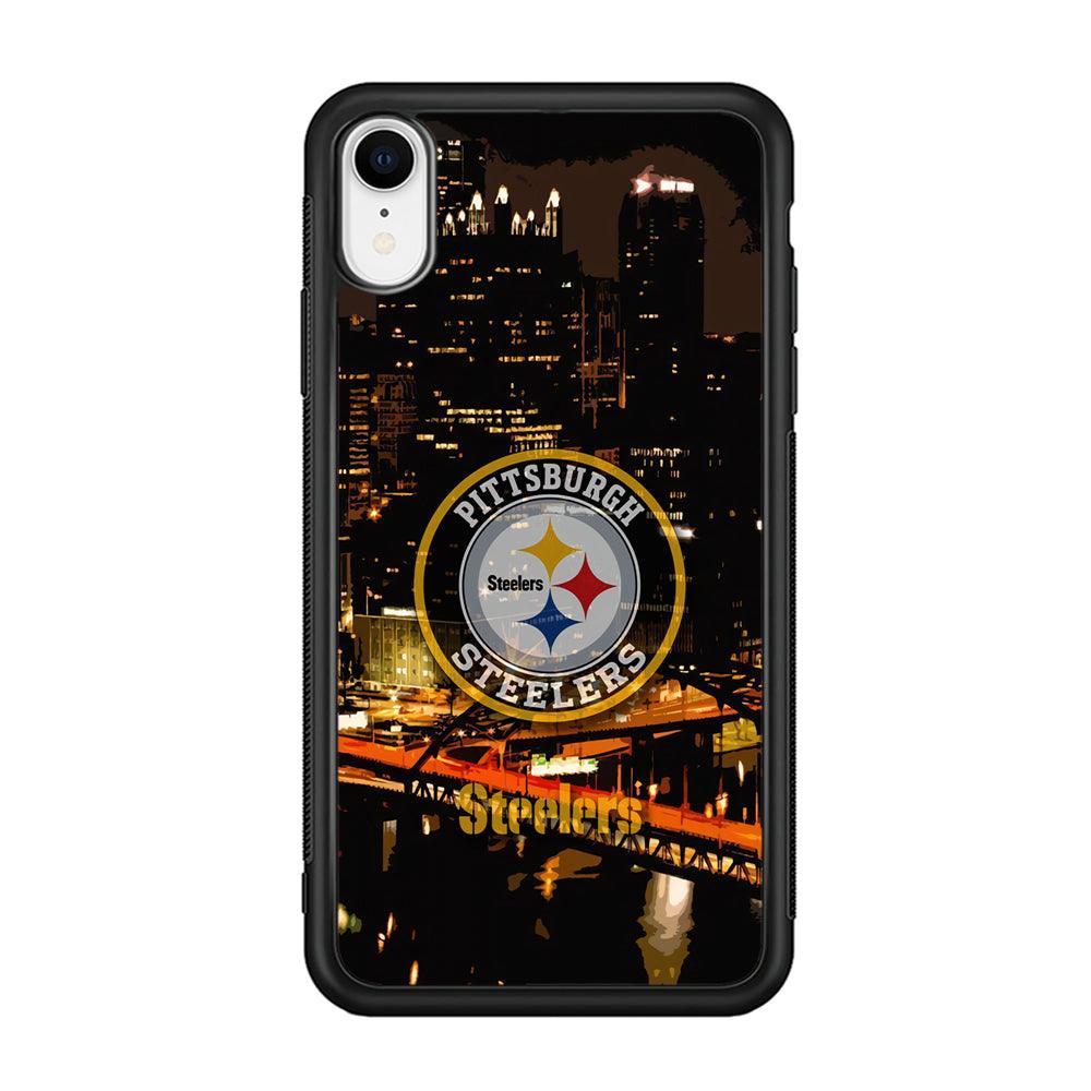 Pittsburgh Steelers The Dark Knight iPhone XR Case-Rubber Black (2D Case)-Oxvistore