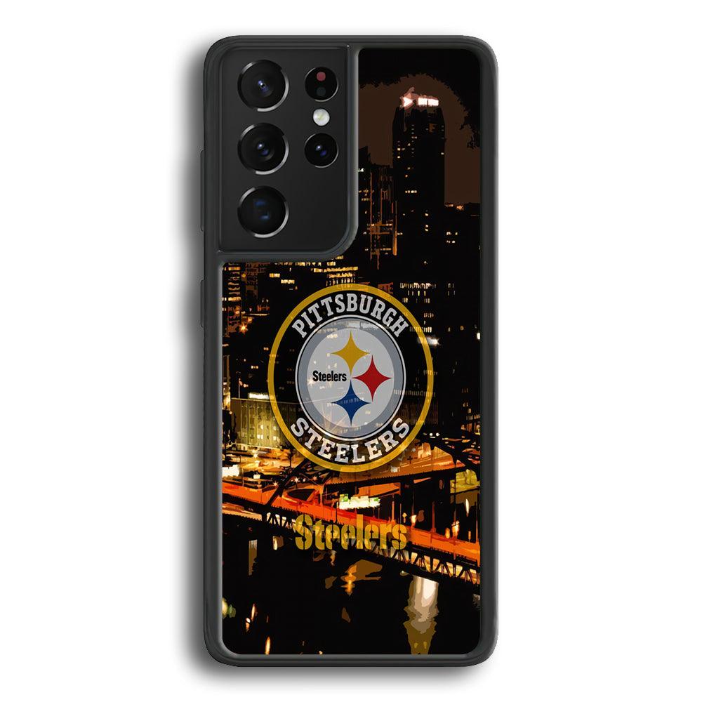 Pittsburgh Steelers The Dark Knight Samsung Galaxy S23 Ultra Case-Rubber Black (2D Case)-Oxvistore