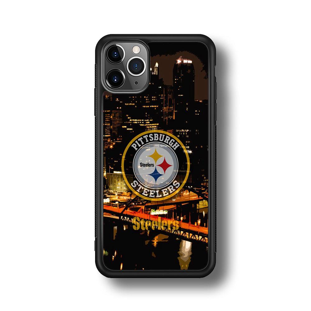 Pittsburgh Steelers The Dark Knight iPhone 11 Pro Max Case-Rubber Black (2D Case)-Oxvistore